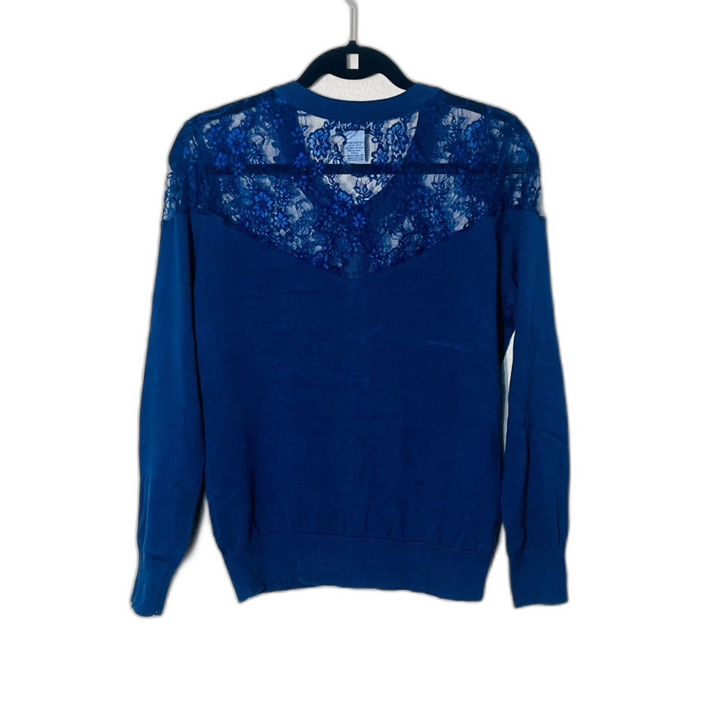 NWT North Style Women's Navy Lace Cardigan Sweater Medium Twee Cottage Romantic
